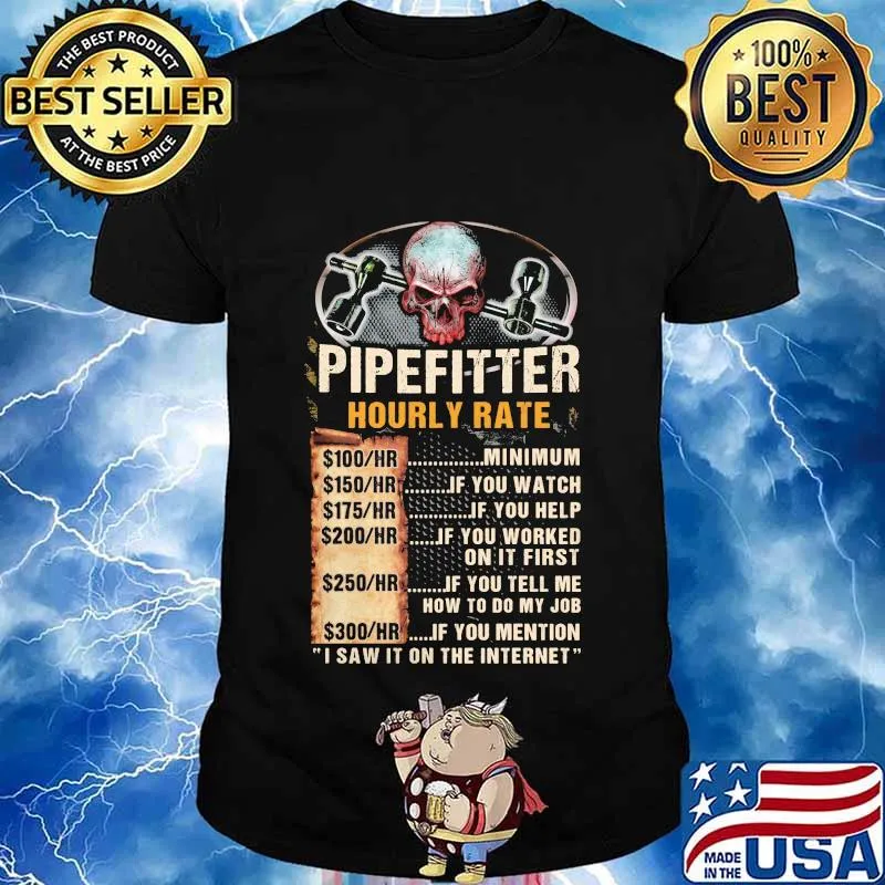 Pipefitter hourly rate skull halloween shirt