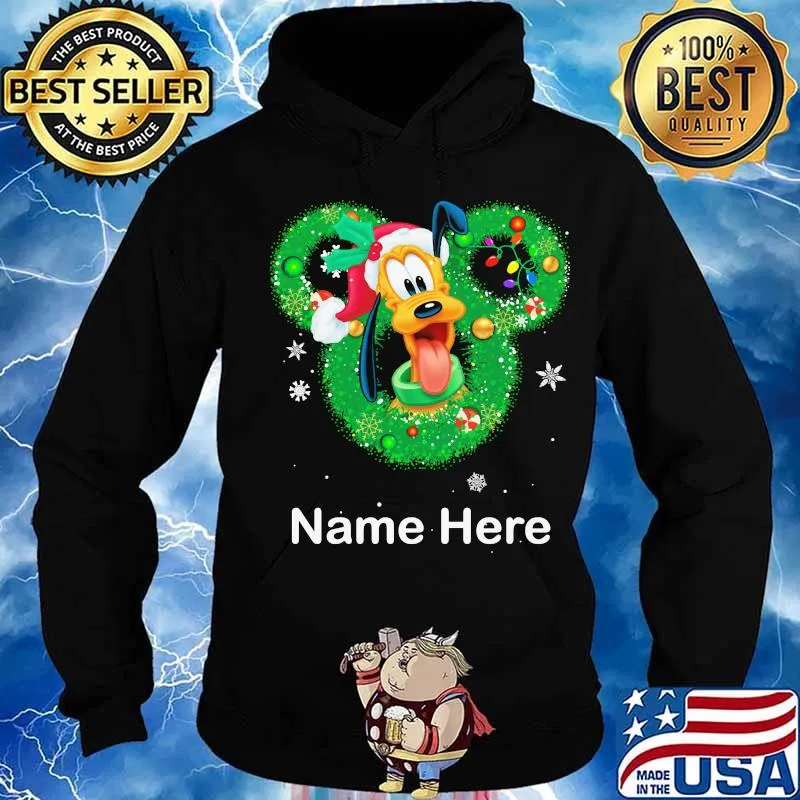 Pluto dog mickey mouse name here christmas s Hoodie