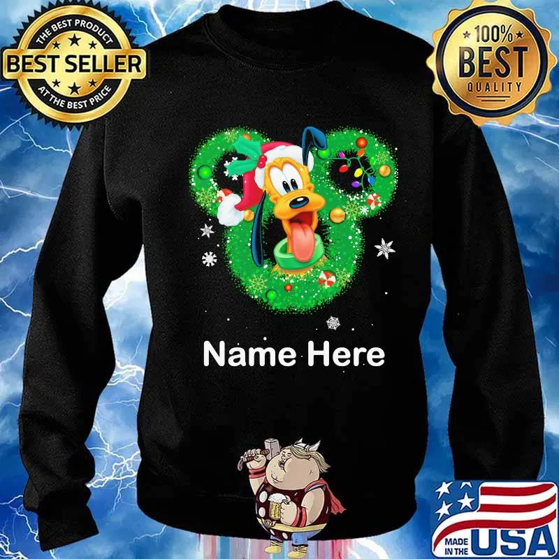 Pluto dog mickey mouse name here christmas s Sweater