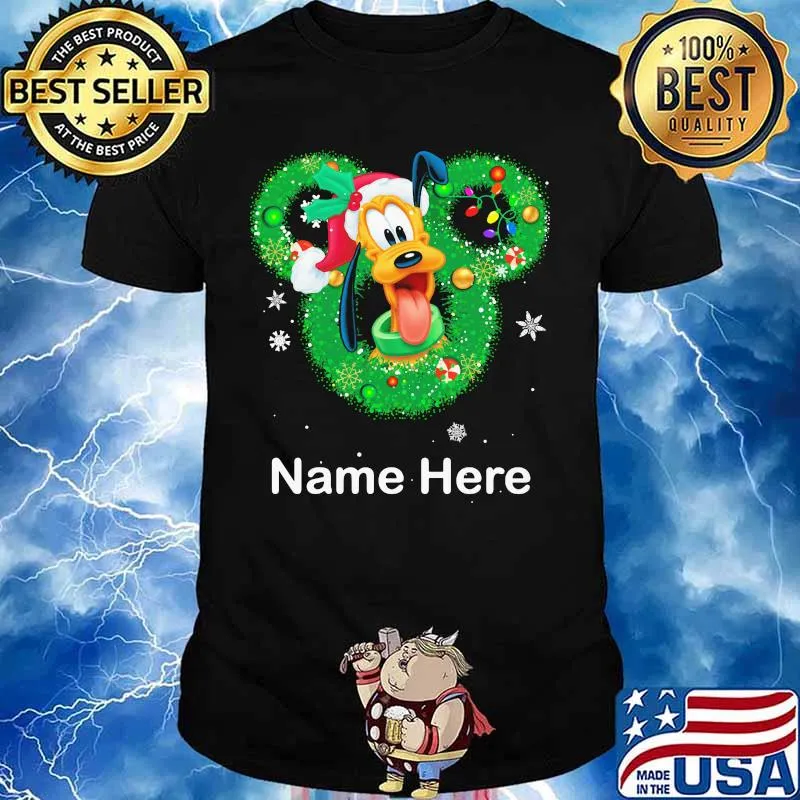 Pluto dog mickey mouse name here christmas shirt