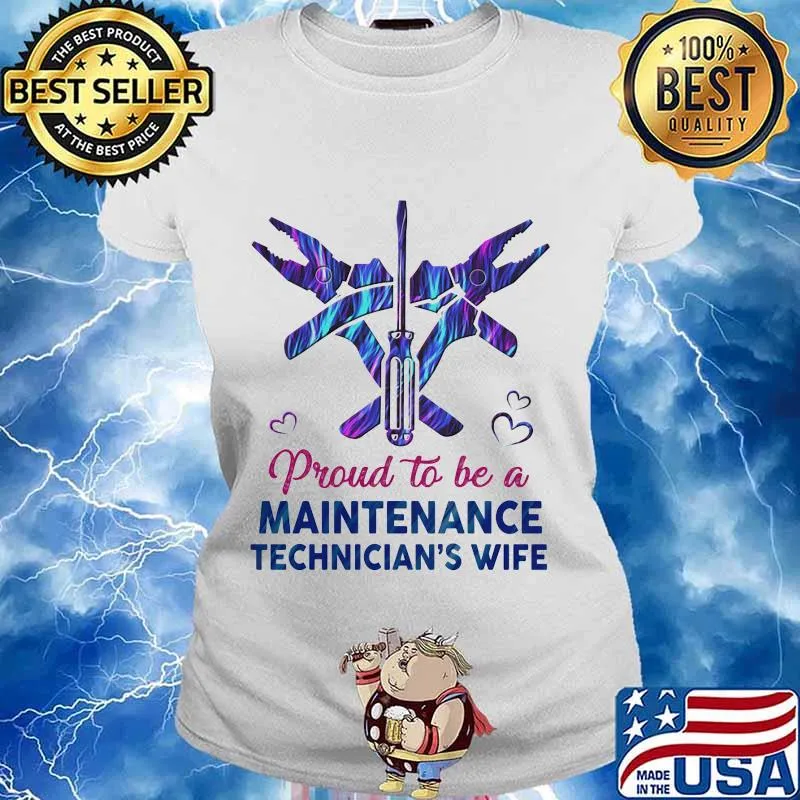 Proud to be a maintenance technician's wife hologram s Ladies tee