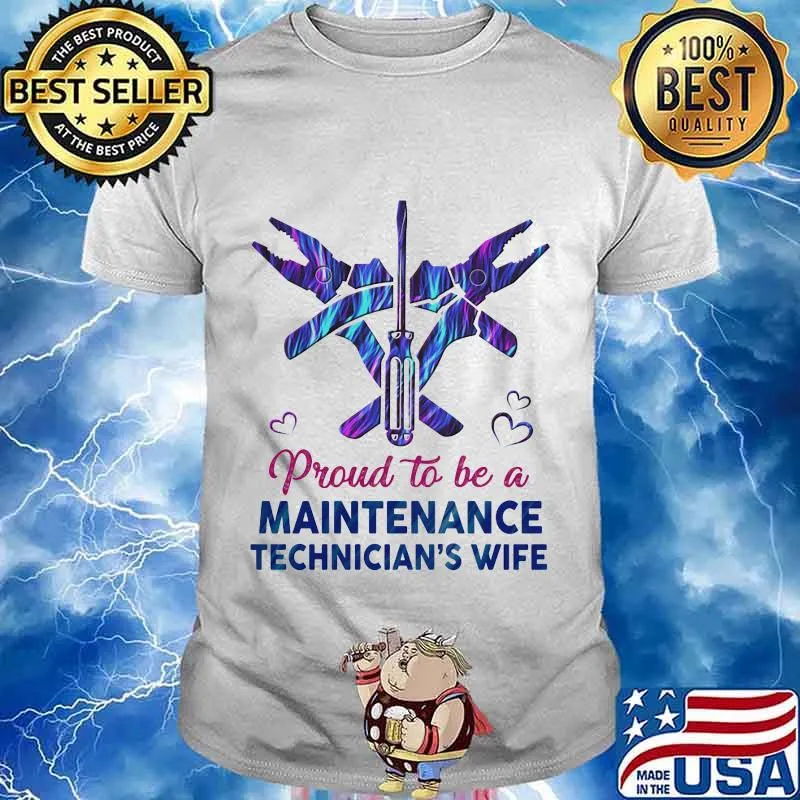Proud to be a maintenance technician's wife hologram shirt