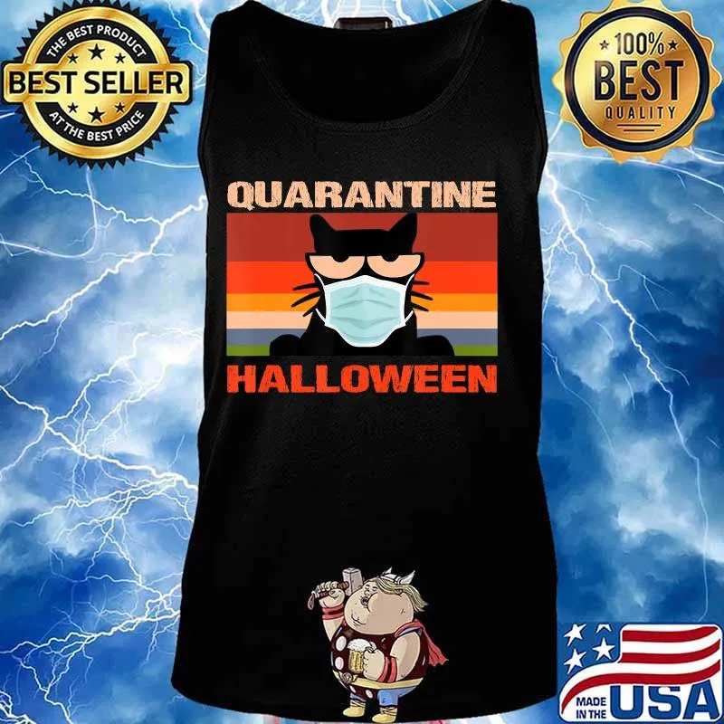 Quarantine Halloween 2020 Trick or Treat six feet Black Cat T-Shirt Tank top