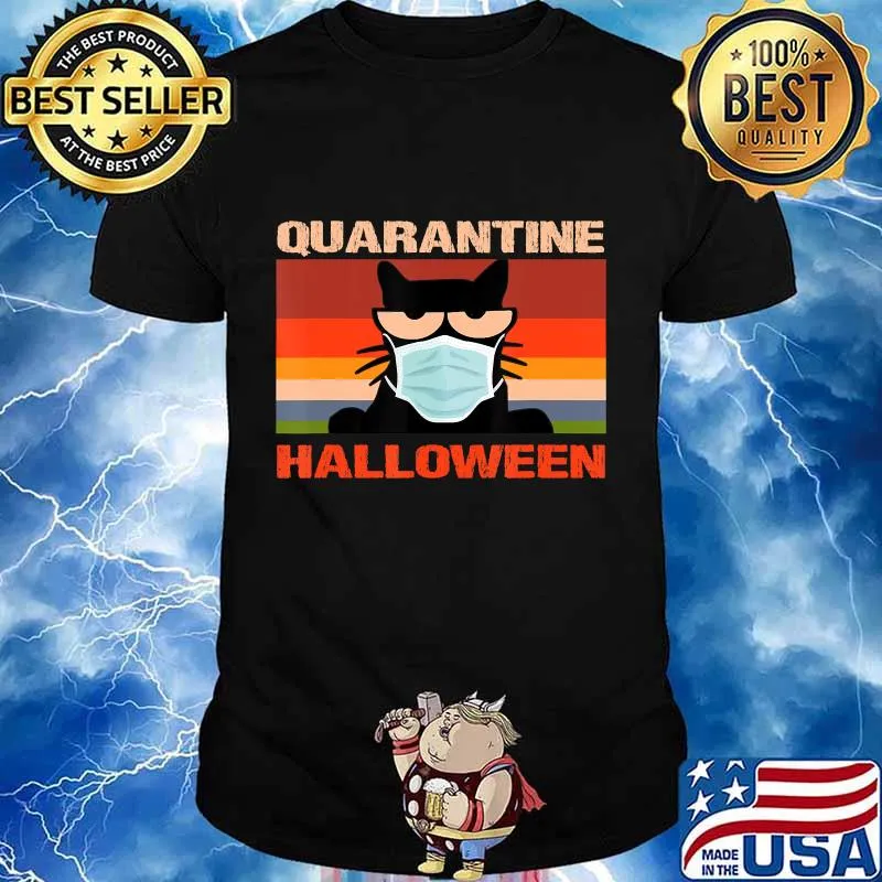 Quarantine Halloween 2020 Trick or Treat six feet Black Cat T-Shirt