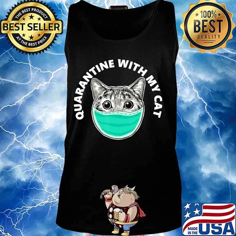 Quarantine with my cat funny cat with mask T-Shirt Tank top