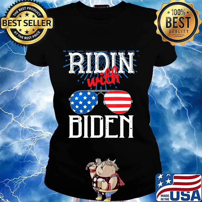 Ridin with joe biden glass american flag s Ladies tee