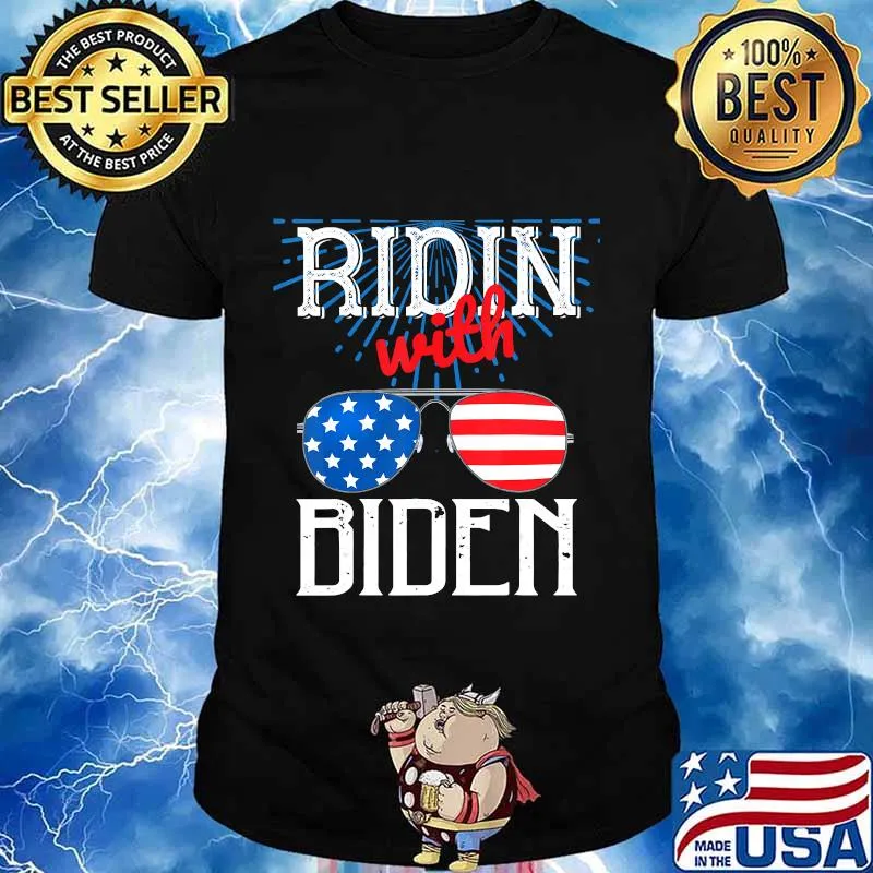 Ridin with joe biden glass american flag shirt