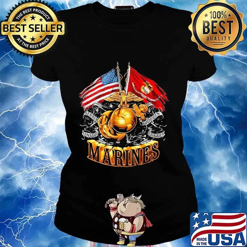 September United States Marine Corps Fidelis Flag Shirt Ladies tee