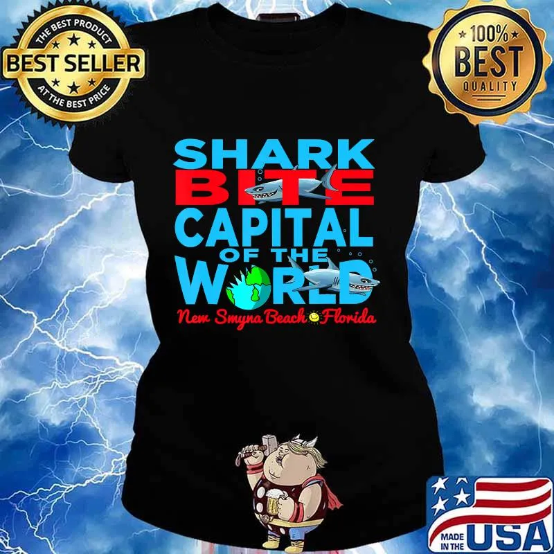 Shark Bite Capital In The World New Smyrna Daytona Beach FLA T-Shirt Ladies tee