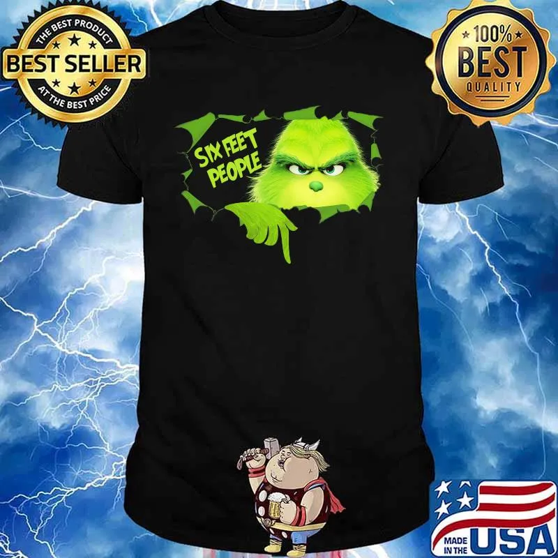 Six feet people cartoon green shirt