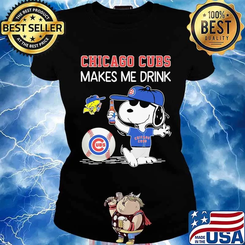 Snoopy and woodstock chicago cubs makes me drink s Ladies tee