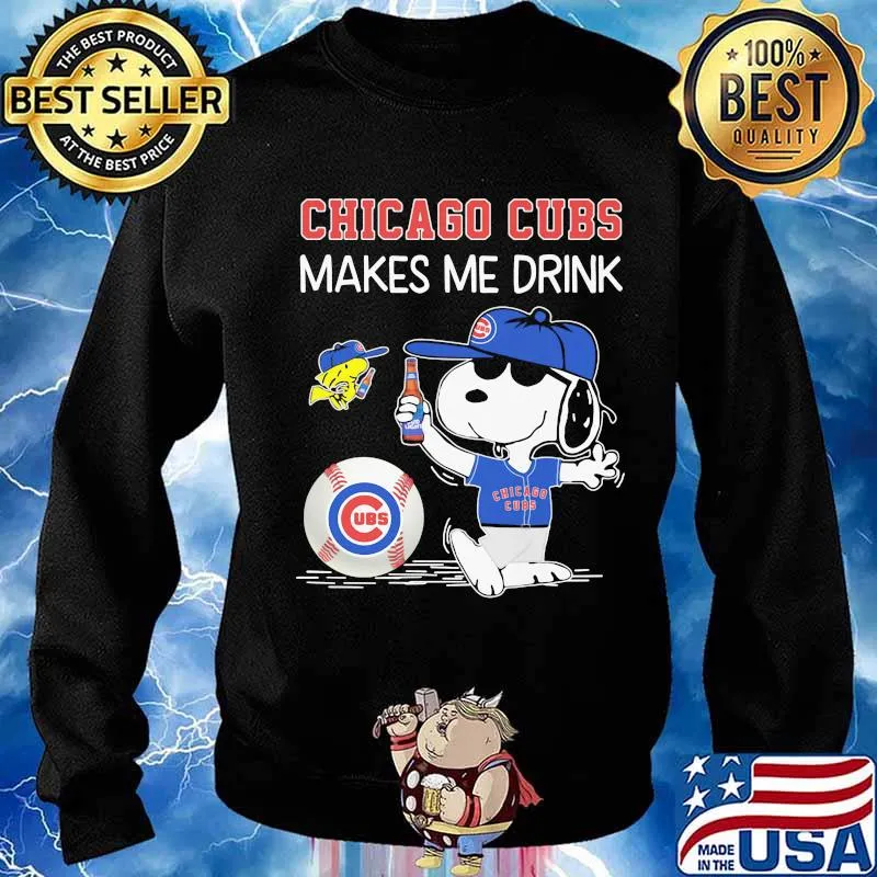 Snoopy and woodstock chicago cubs makes me drink s Sweater