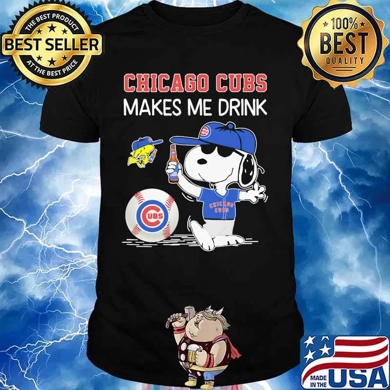 Snoopy and woodstock chicago cubs makes me drink shirt