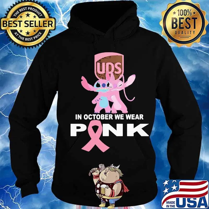Stitch and girlfriend ups in october we wear pink breast cancer awareness s Hoodie