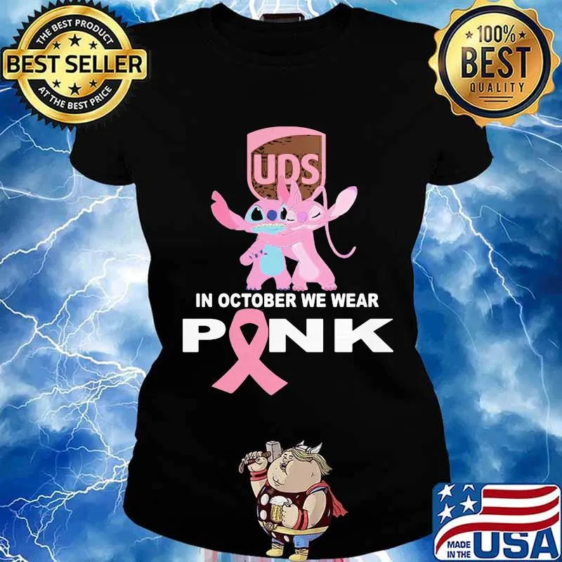 Stitch and girlfriend ups in october we wear pink breast cancer awareness s Ladies tee
