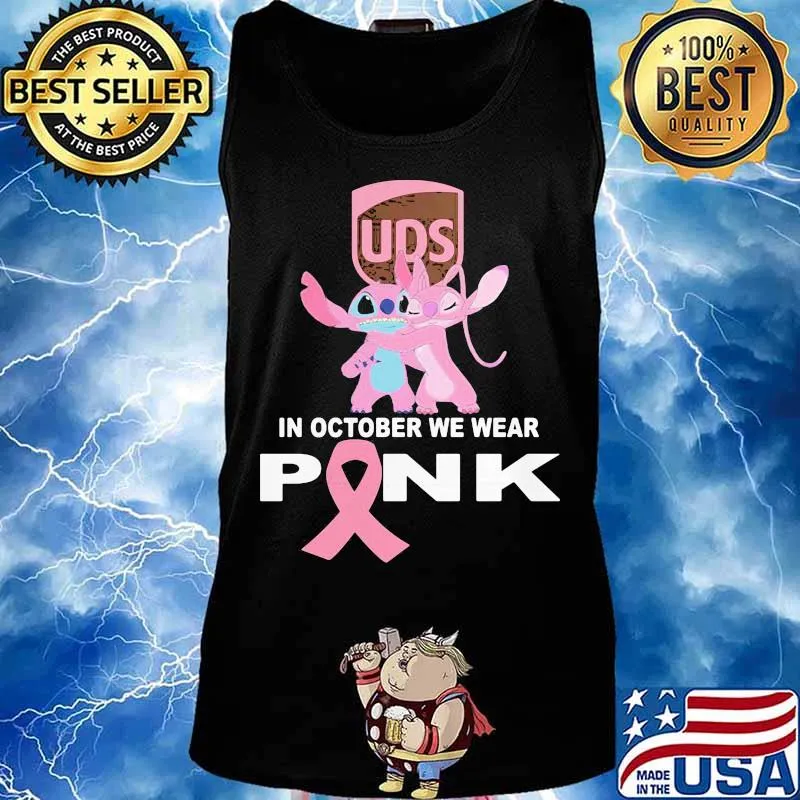 Stitch and girlfriend ups in october we wear pink breast cancer awareness s Tank top