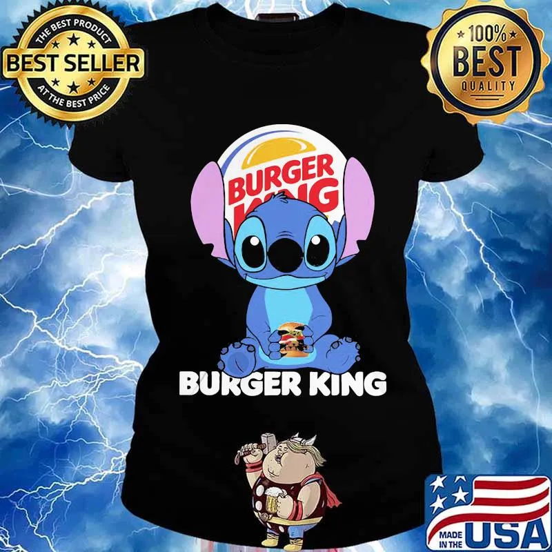 Stitch burger king logo s Ladies tee