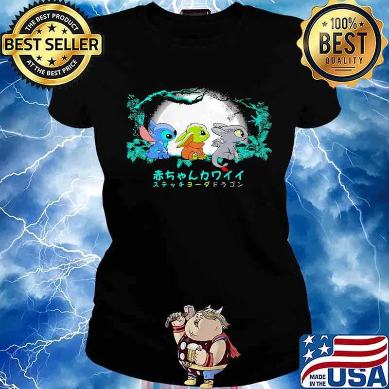 Stitch e sdentato moon halloween s Ladies tee