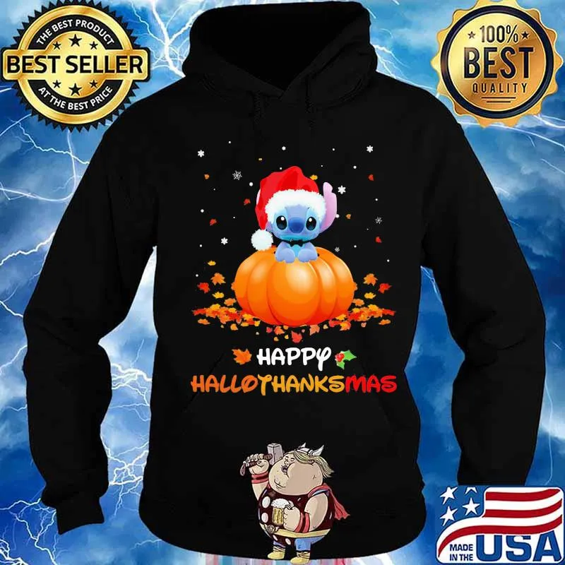 Stitch happy haloo thanks mas Halloween Christmas s Hoodie