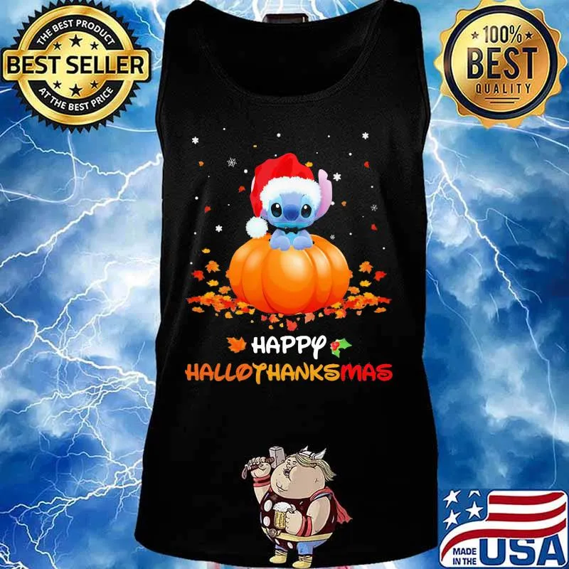 Stitch happy haloo thanks mas Halloween Christmas s Tank top