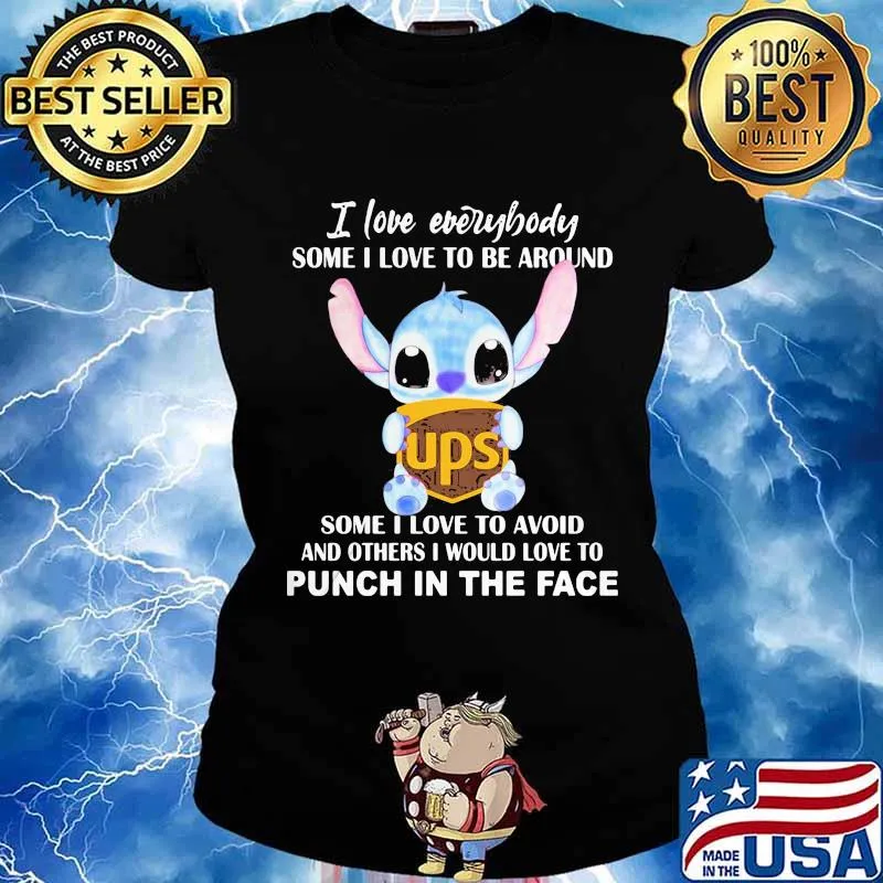 Stitch hug ups i love everybody some i love to be around some i love to avoid and others i would love to punch in the face s Ladies tee