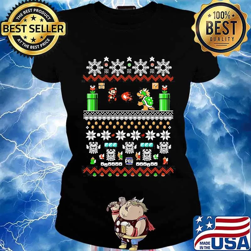 Super mario bros ugly christmas s Ladies tee