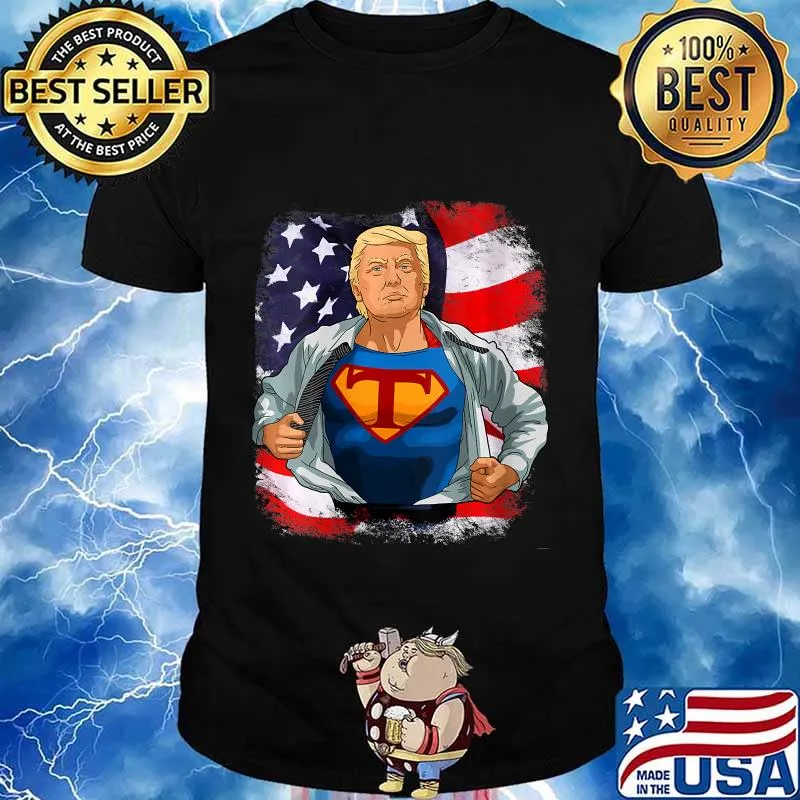 Super Trump Shirt Trump 45 Superhero Mens American Flag Shirt