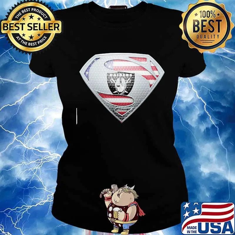 Superman oakland raiders american flag s Ladies tee