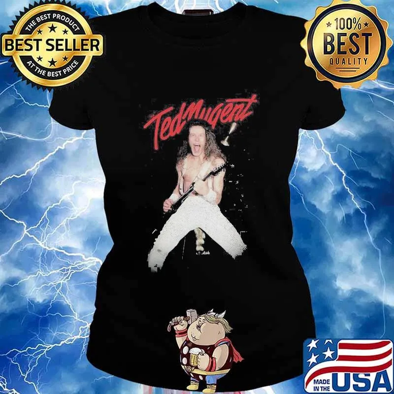 Ted nugent playing guitar s Ladies tee