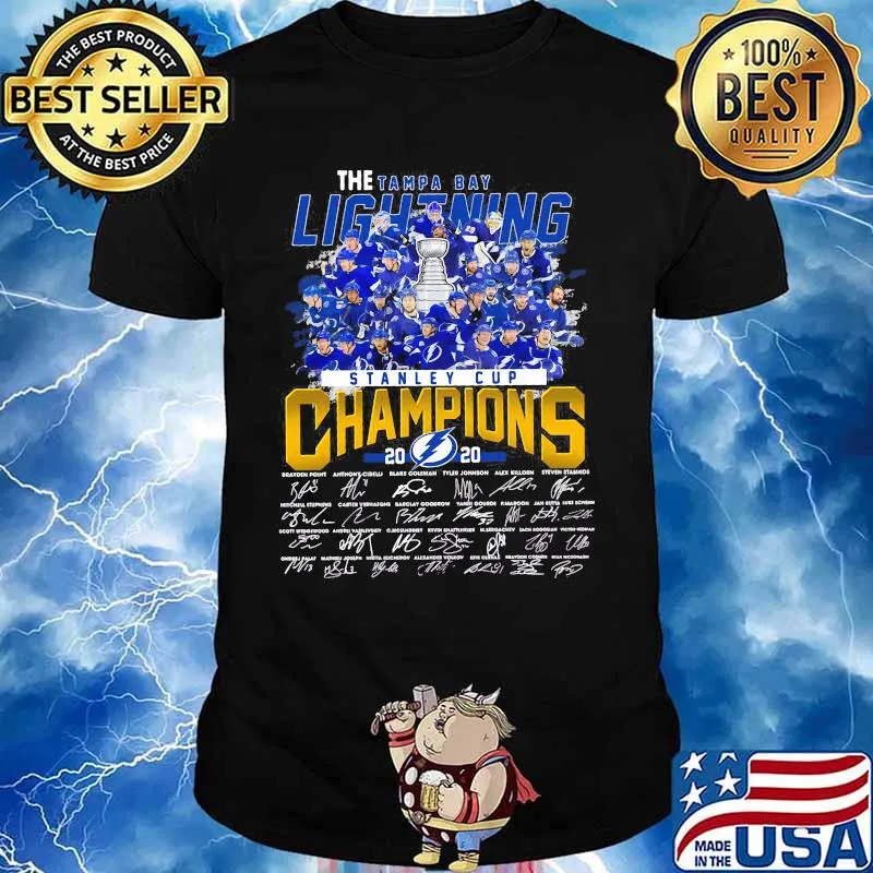 The tampa bay lightning stanley cup champions 2020 signatures shirt