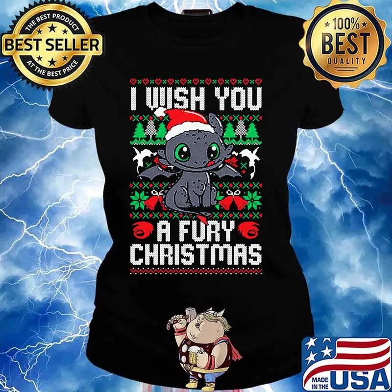 Toothless santa claus i wish you a fury christmas s Ladies tee