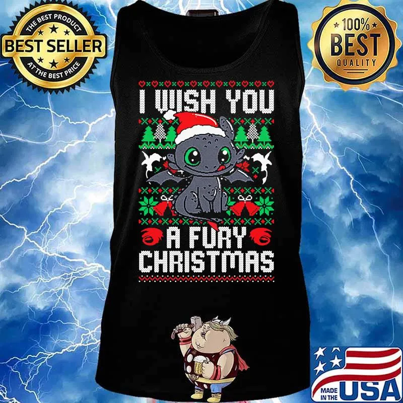 Toothless santa claus i wish you a fury christmas s Tank top