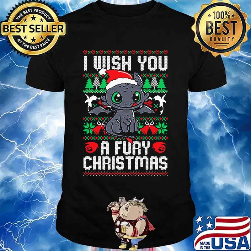 Toothless santa claus i wish you a fury christmas shirt