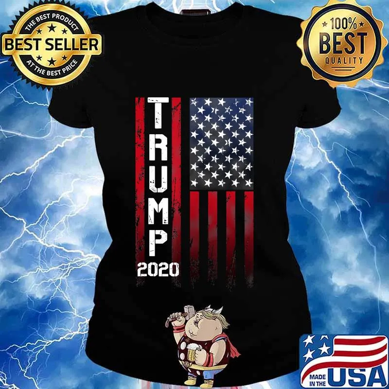 Trump 2020 American Flag Veteran Stars and Stripes Shirt Ladies tee