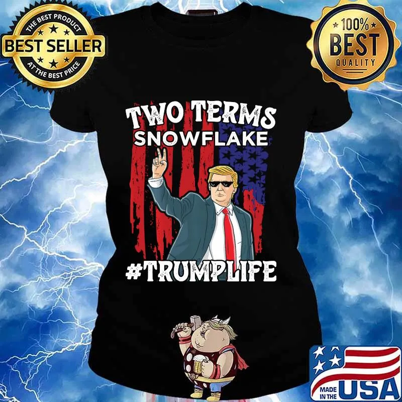 Two Terms Snowflake Vote President Trump US Flag Sunglasses Shirt Ladies tee