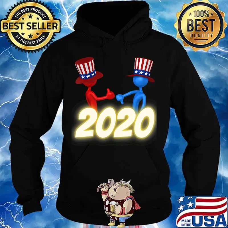 US Presidential Election Red Blue Stick People Uncle Sam Hat T-Shirt Hoodie