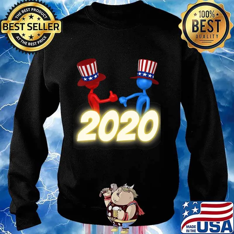 US Presidential Election Red Blue Stick People Uncle Sam Hat T-Shirt Sweater