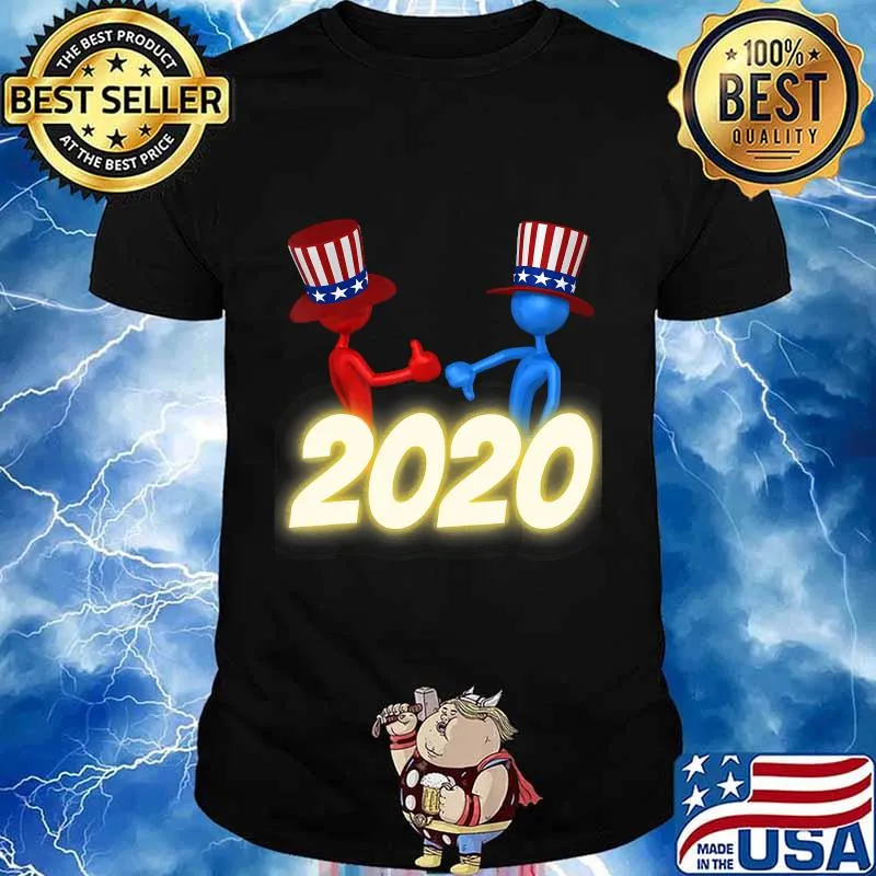 US Presidential Election Red Blue Stick People Uncle Sam Hat T-Shirt