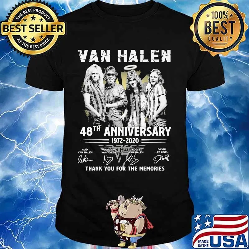 Van halen 48th anniversary 1972 2020 thank for the memories signatures shirt