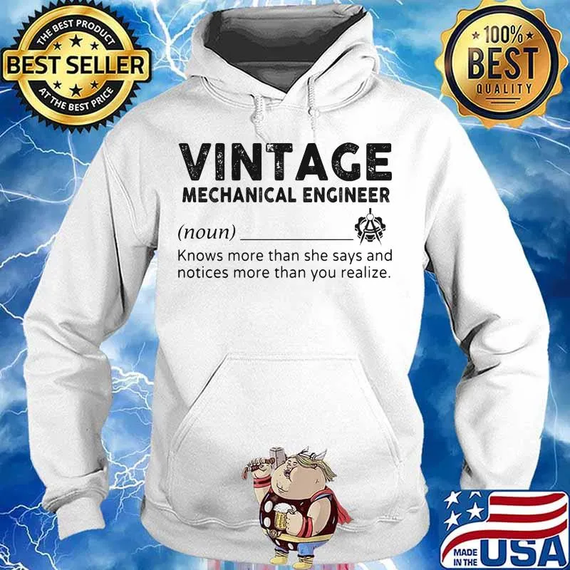 Vintage mechanical engineer noun knows more than she says and notices more than you realize s Hoodie