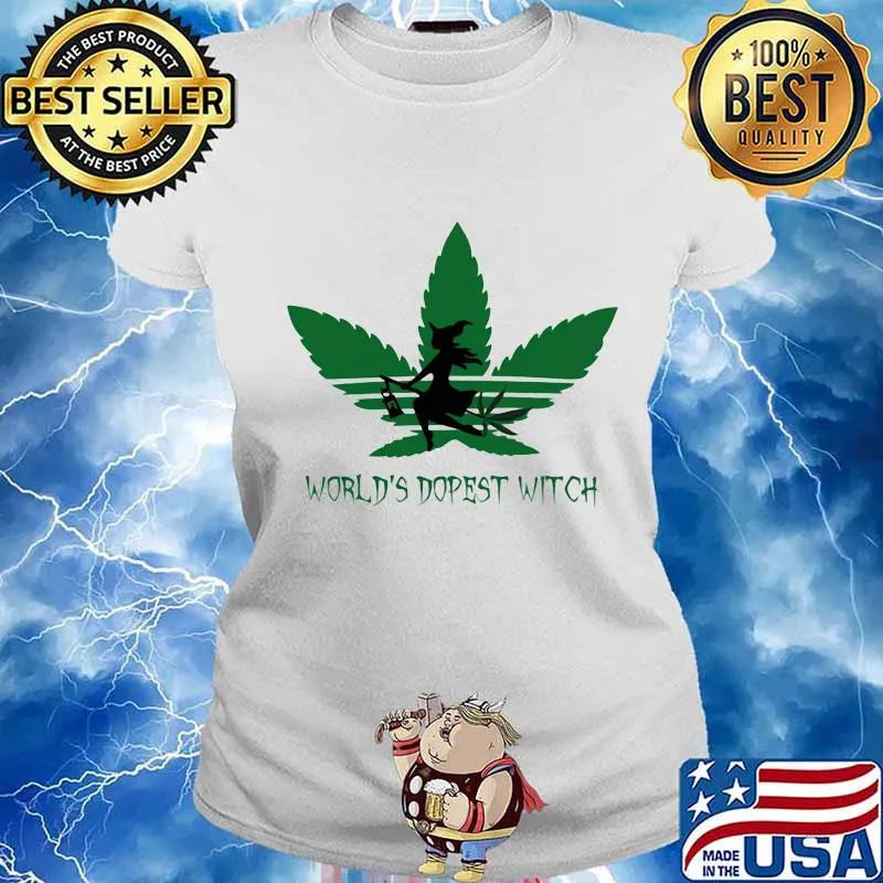 Weed adidas logo world dopest witch s Ladies tee