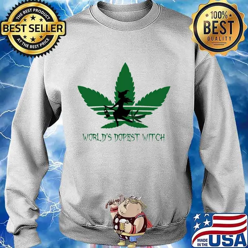 Weed adidas logo world dopest witch s Sweater