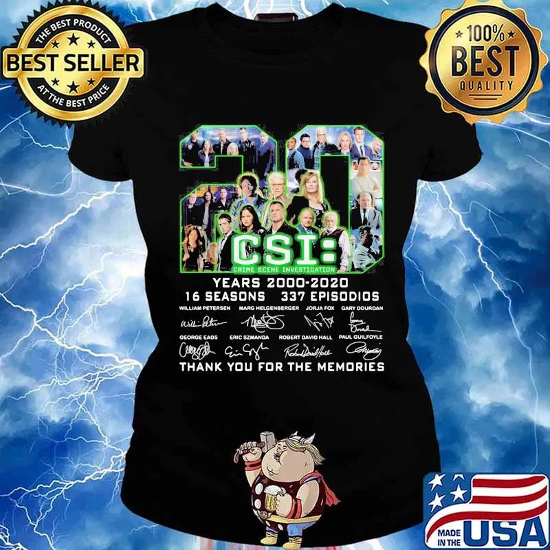 20 years 2000 2020 16 seasons 337 episodes csi crime scene investigation thank you for the memories signatures s Ladies tee