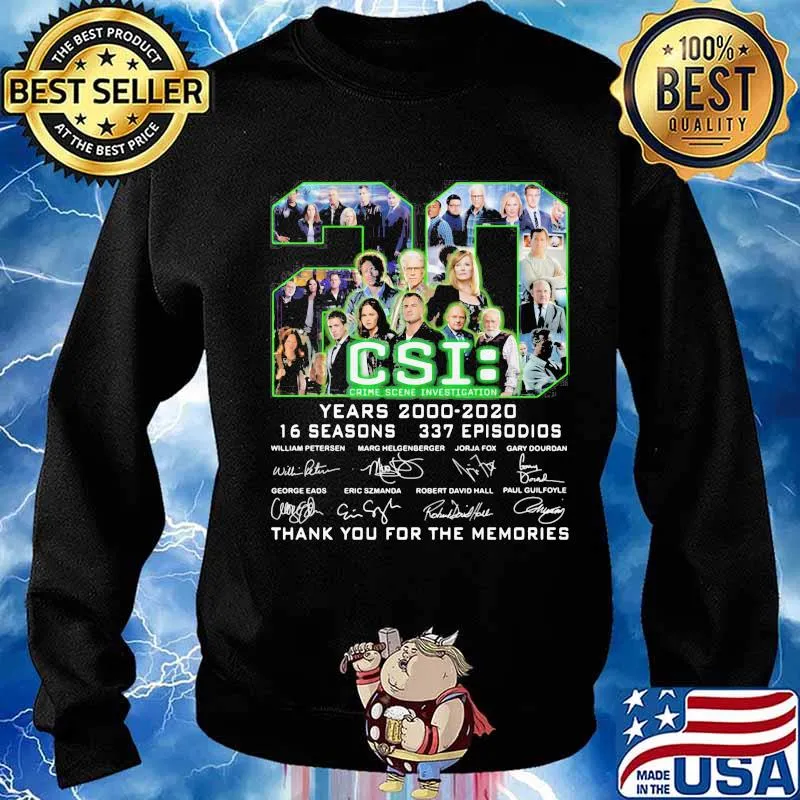 20 years 2000 2020 16 seasons 337 episodes csi crime scene investigation thank you for the memories signatures s Sweater