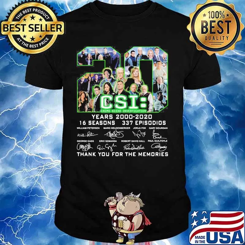 20 years 2000 2020 16 seasons 337 episodes csi crime scene investigation thank you for the memories signatures shirt