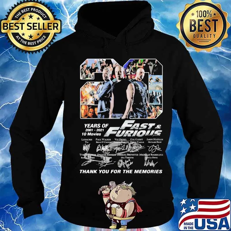 20 years of 2001 2021 fast and furious thank you for the memories signatures s Hoodie