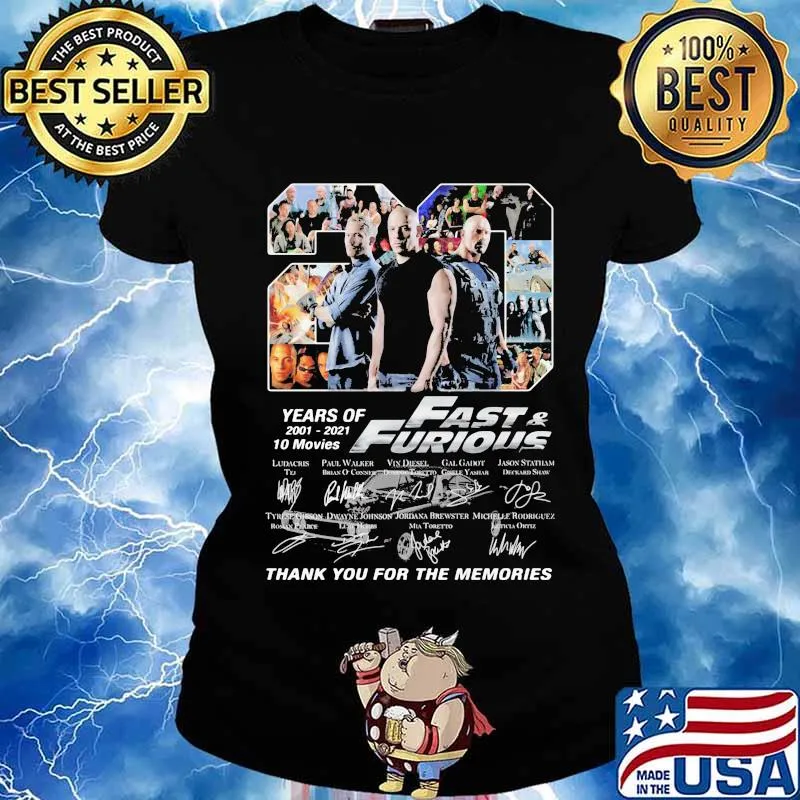 20 years of 2001 2021 fast and furious thank you for the memories signatures s Ladies tee