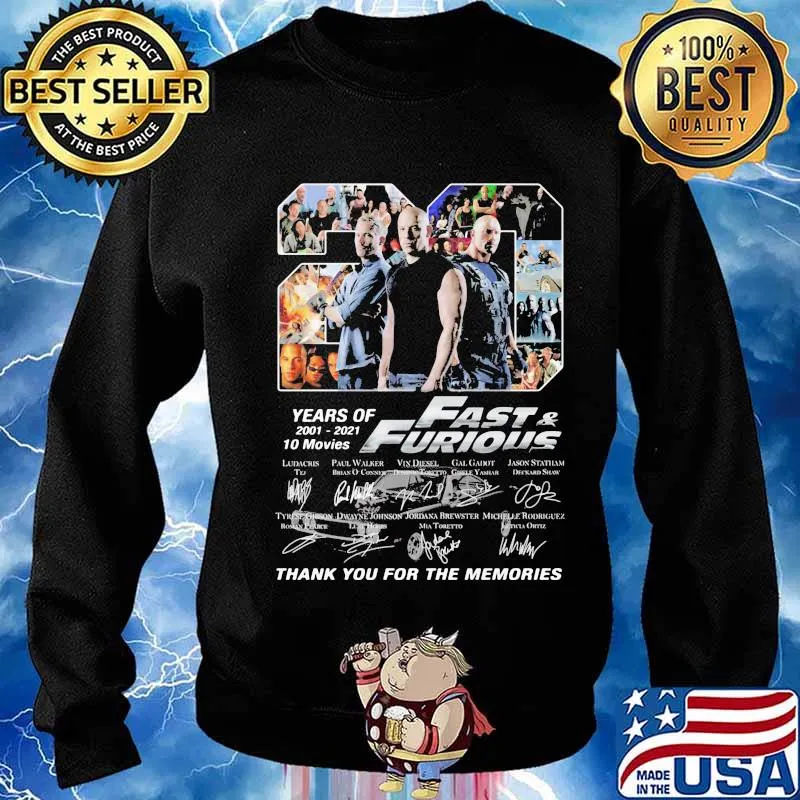 20 years of 2001 2021 fast and furious thank you for the memories signatures s Sweater
