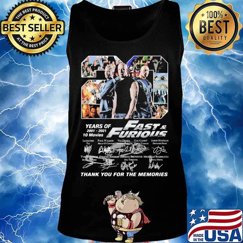 20 years of 2001 2021 fast and furious thank you for the memories signatures s Tank top