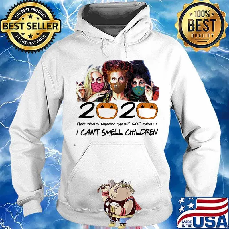 2020 The Year When Sht Got Real I Cant Smell Children Pumpkin Wear Mask Halloween Shirt Hoodie